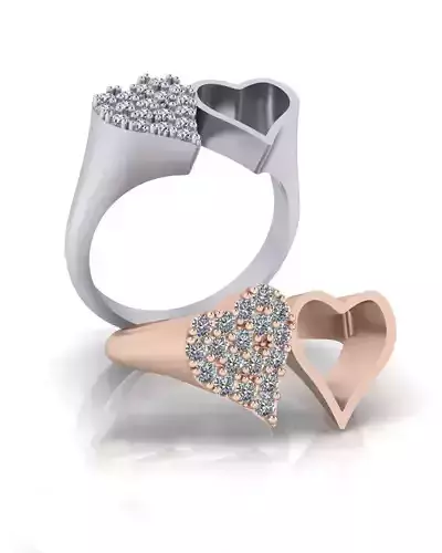 love heart shape pave setting jewelry ring 