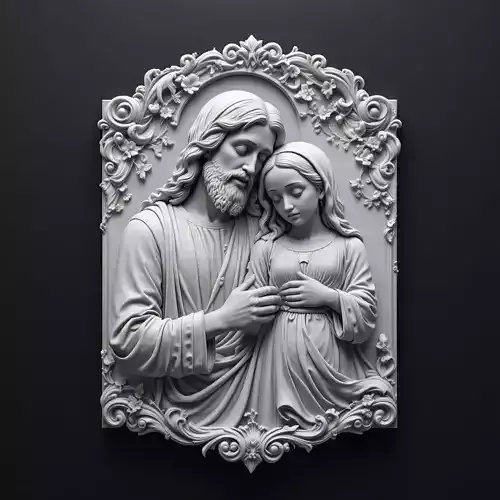 Bas-relief Jesus and Mary