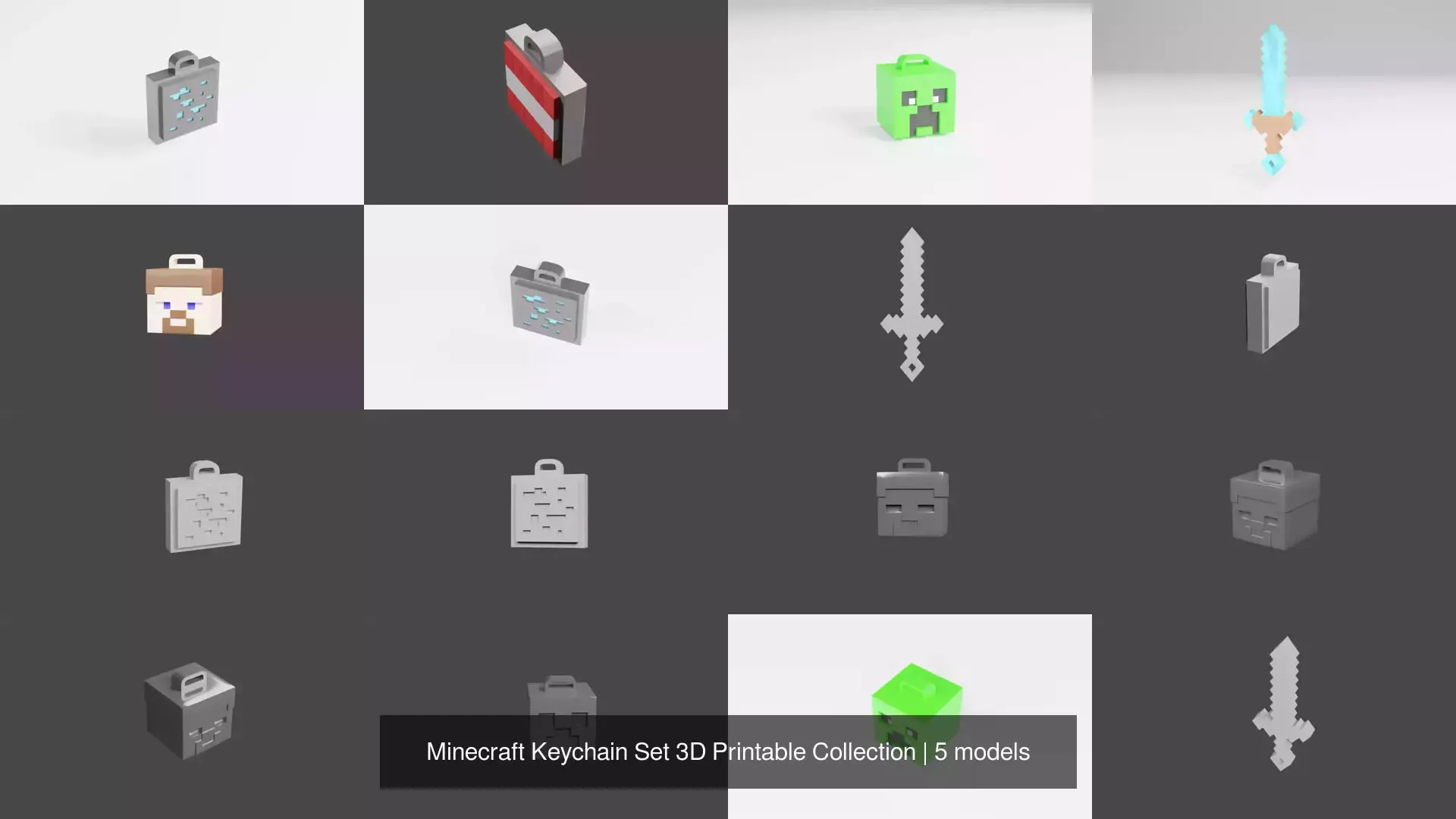 Minecraft Keychain Set 3D Printable Collection _0