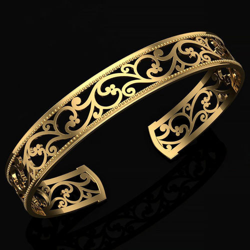 Bracelet ornate gold cuff 3D print model