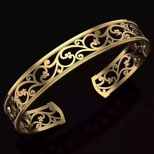Bracelet ornate gold cuff 3D print model