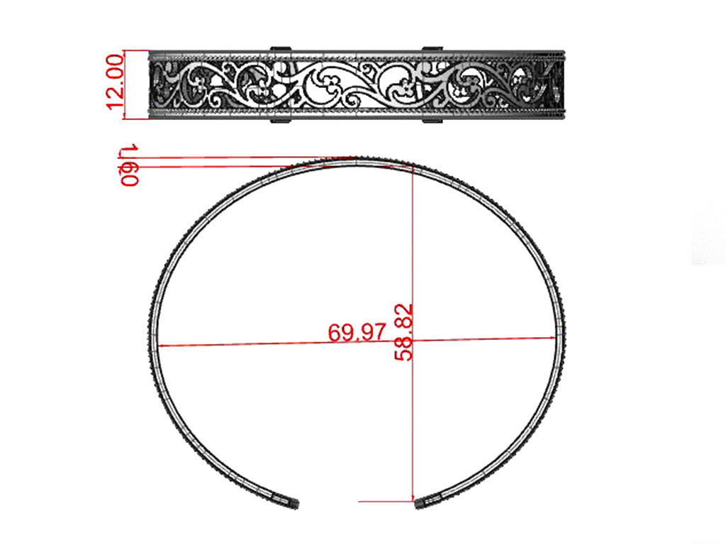 Bracelet ornate gold cuff 3D print model_3