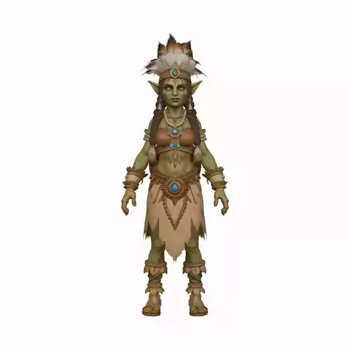 Mystical Tribal Goblin Shaman 3D Model World