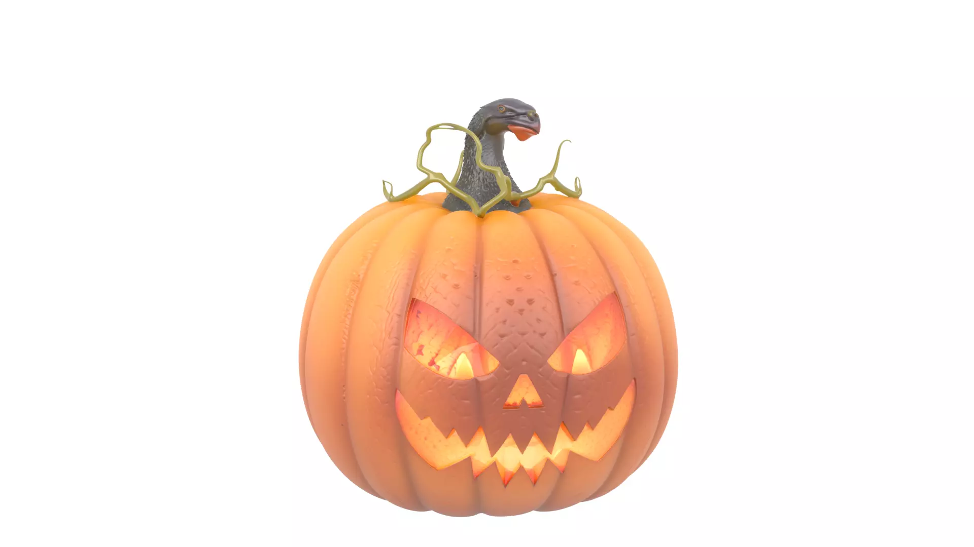 Glowing Menacing 3D Halloween Jack O Lantern 3D model