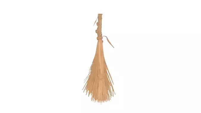 Aged Magical 3D Witch Broomstick with Enchanted 3D model