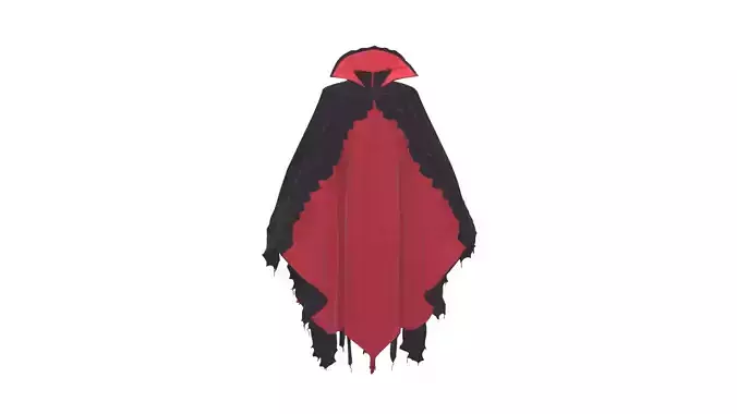 Hyper-Detailed 3D Vampire Cape Model with Flowing