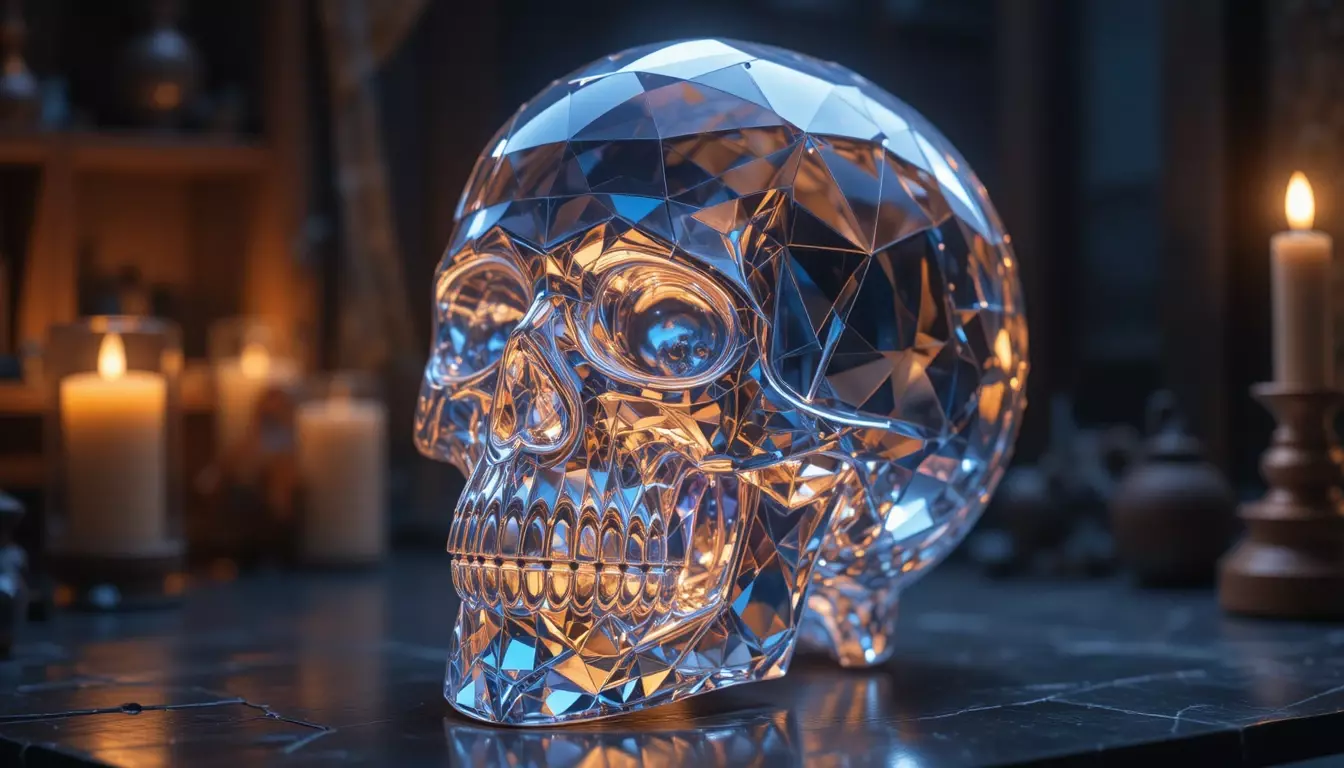 Crystal Skull Lamp 3D Print Model  Elegant Halloween Decor 3D print model_0