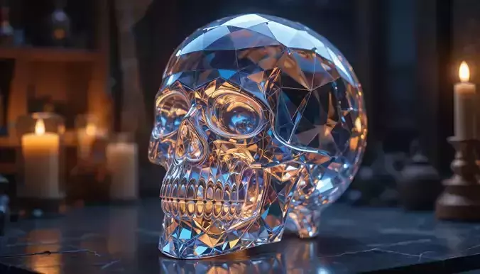 Crystal Skull Lamp 3D Print Model  Elegant Halloween Decor 3D print model