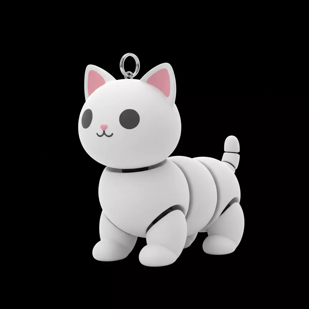 Articulated Cat Keychain 3D Print Model Cute Flexi Toy 3D print model_0
