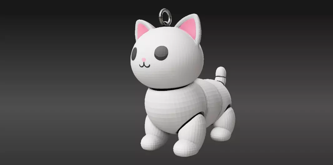 Articulated Cat Keychain 3D Print Model Cute Flexi Toy 3D print model_6