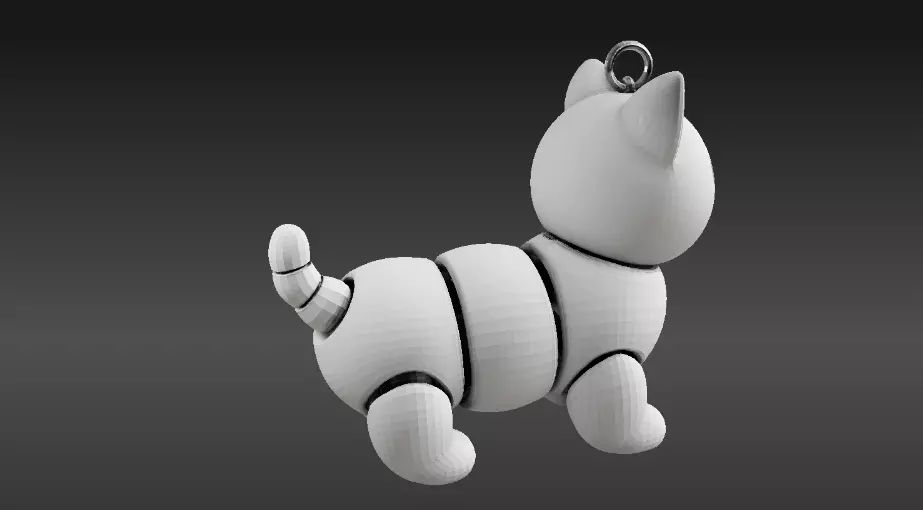 Articulated Cat Keychain 3D Print Model Cute Flexi Toy 3D print model_4