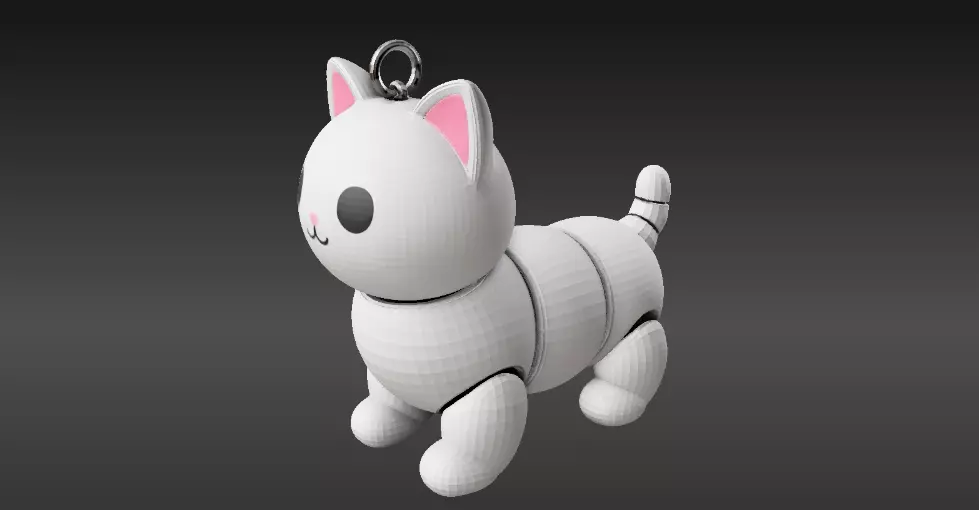 Articulated Cat Keychain 3D Print Model Cute Flexi Toy 3D print model_2