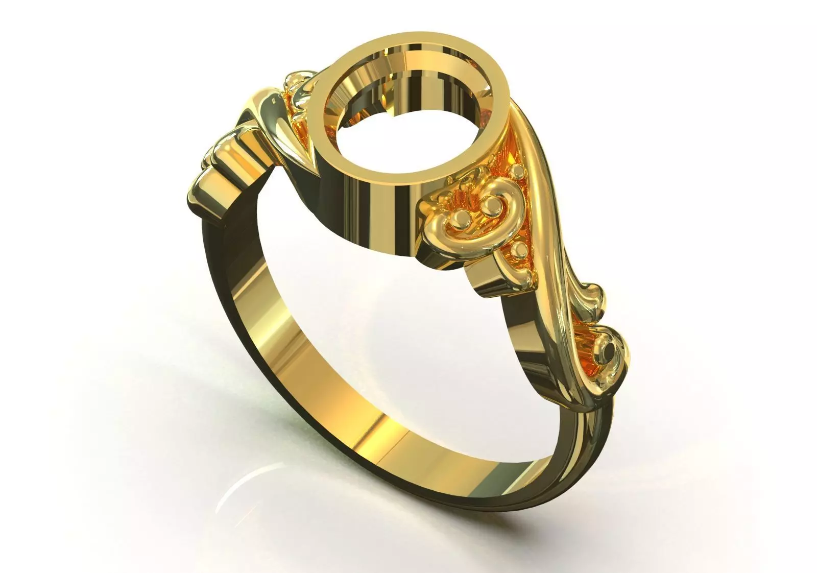 Ring Oval Turquoise with Intricate Slim Shoulders gr0155 3D print model_12