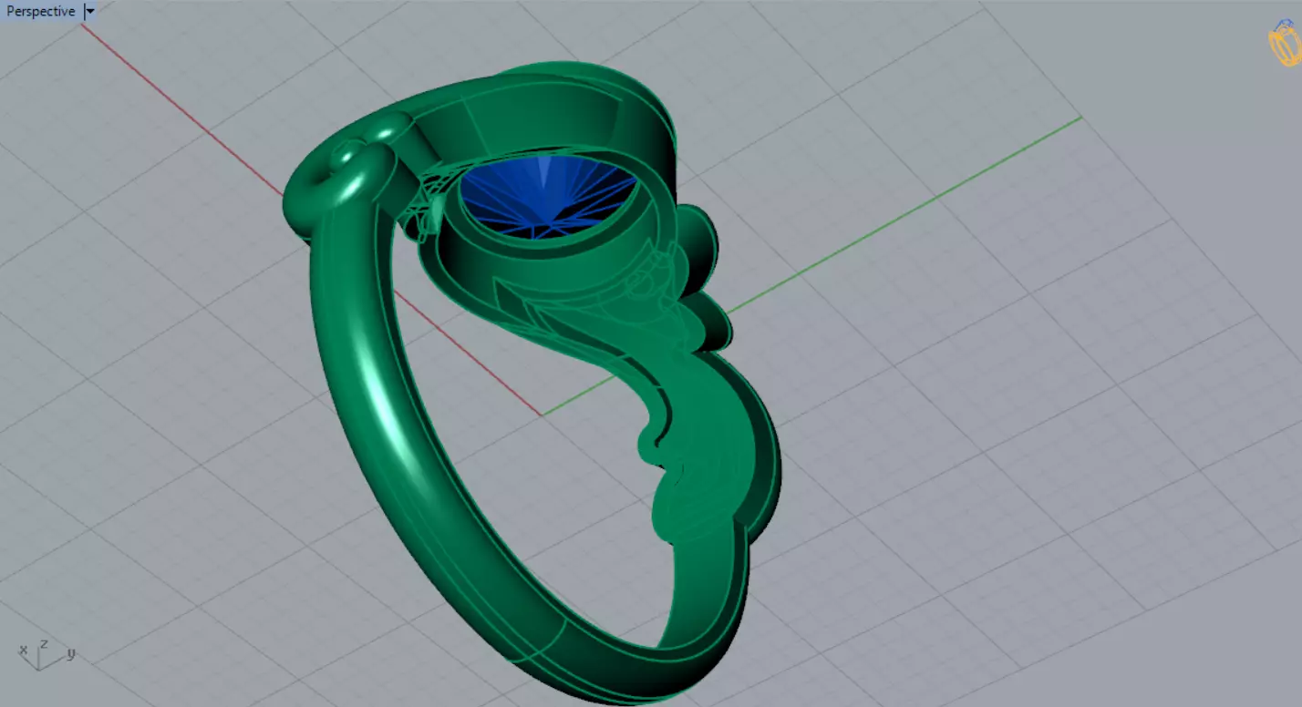 Ring Oval Turquoise with Intricate Slim Shoulders gr0155 3D print model_10