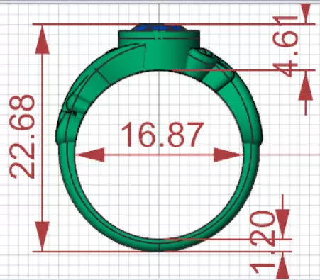 Ring Oval Turquoise with Intricate Slim Shoulders gr0155 3D print model_22