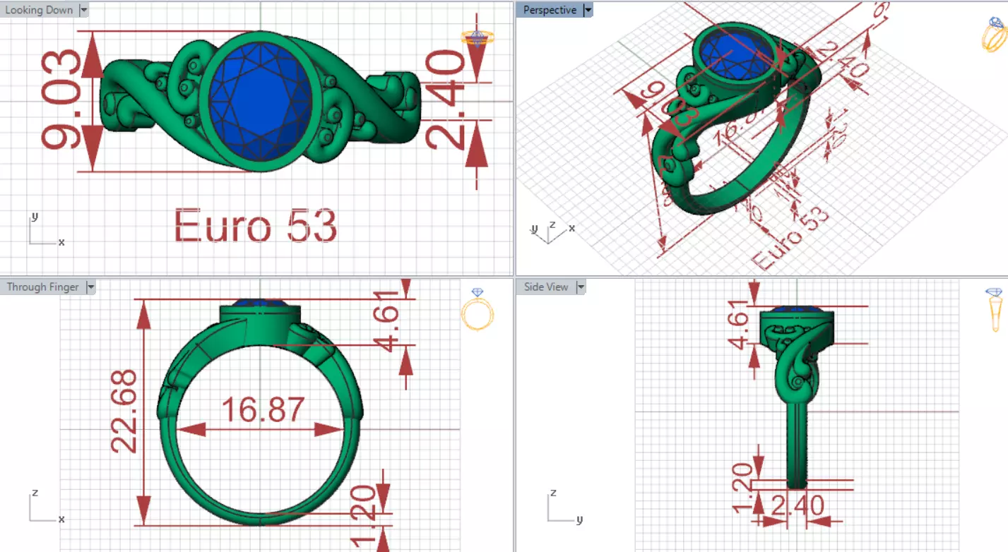 Ring Oval Turquoise with Intricate Slim Shoulders gr0155 3D print model_18