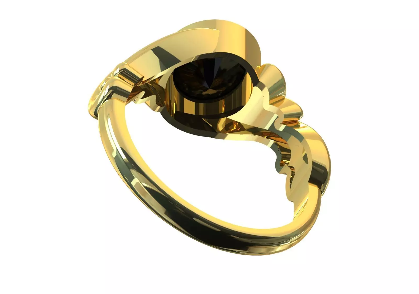 Ring Oval Turquoise with Intricate Slim Shoulders gr0155 3D print model_11