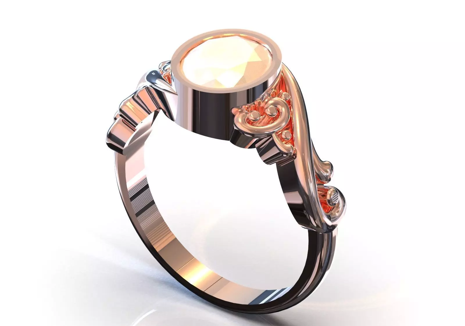 Ring Oval Turquoise with Intricate Slim Shoulders gr0155 3D print model_15