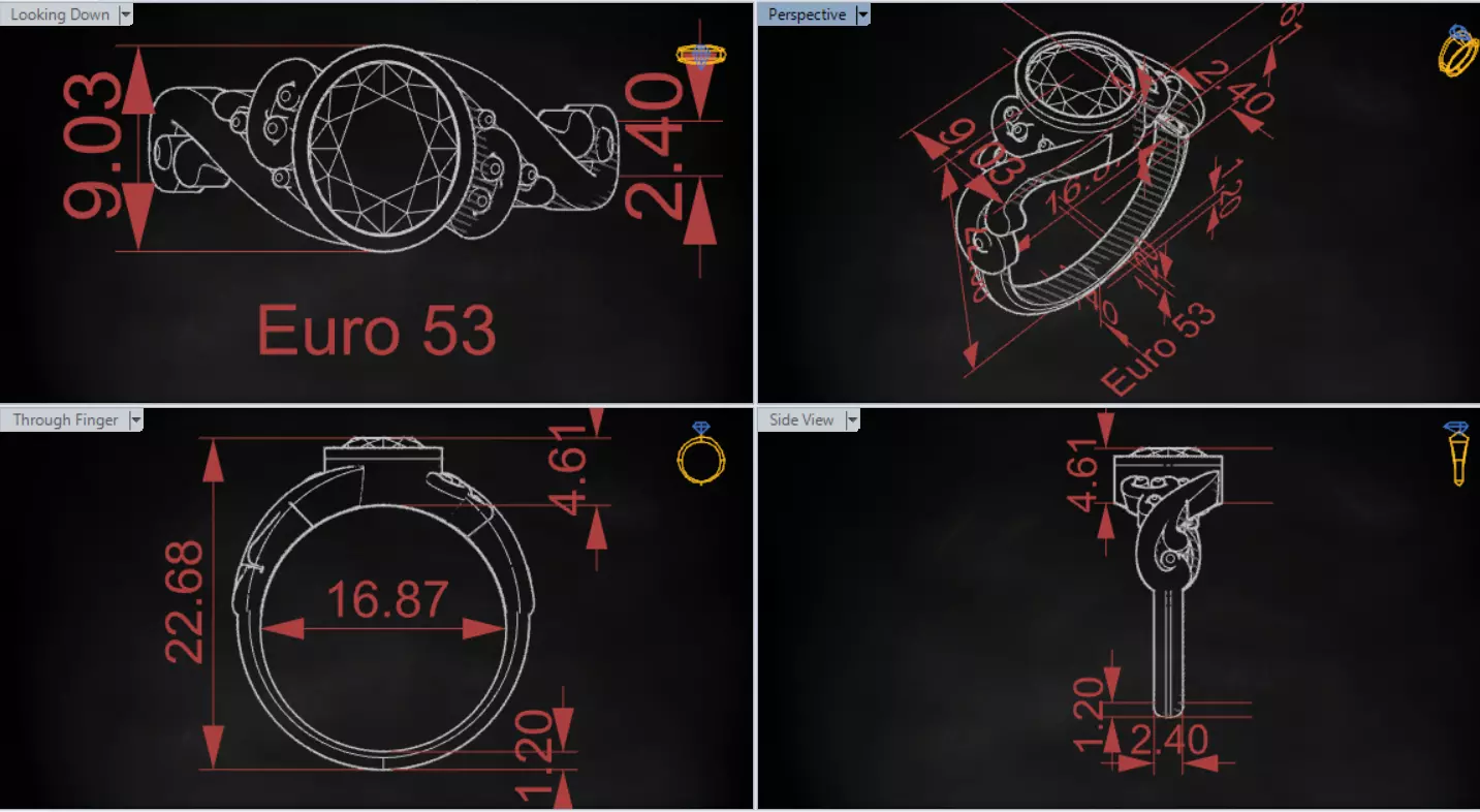 Ring Oval Turquoise with Intricate Slim Shoulders gr0155 3D print model_19