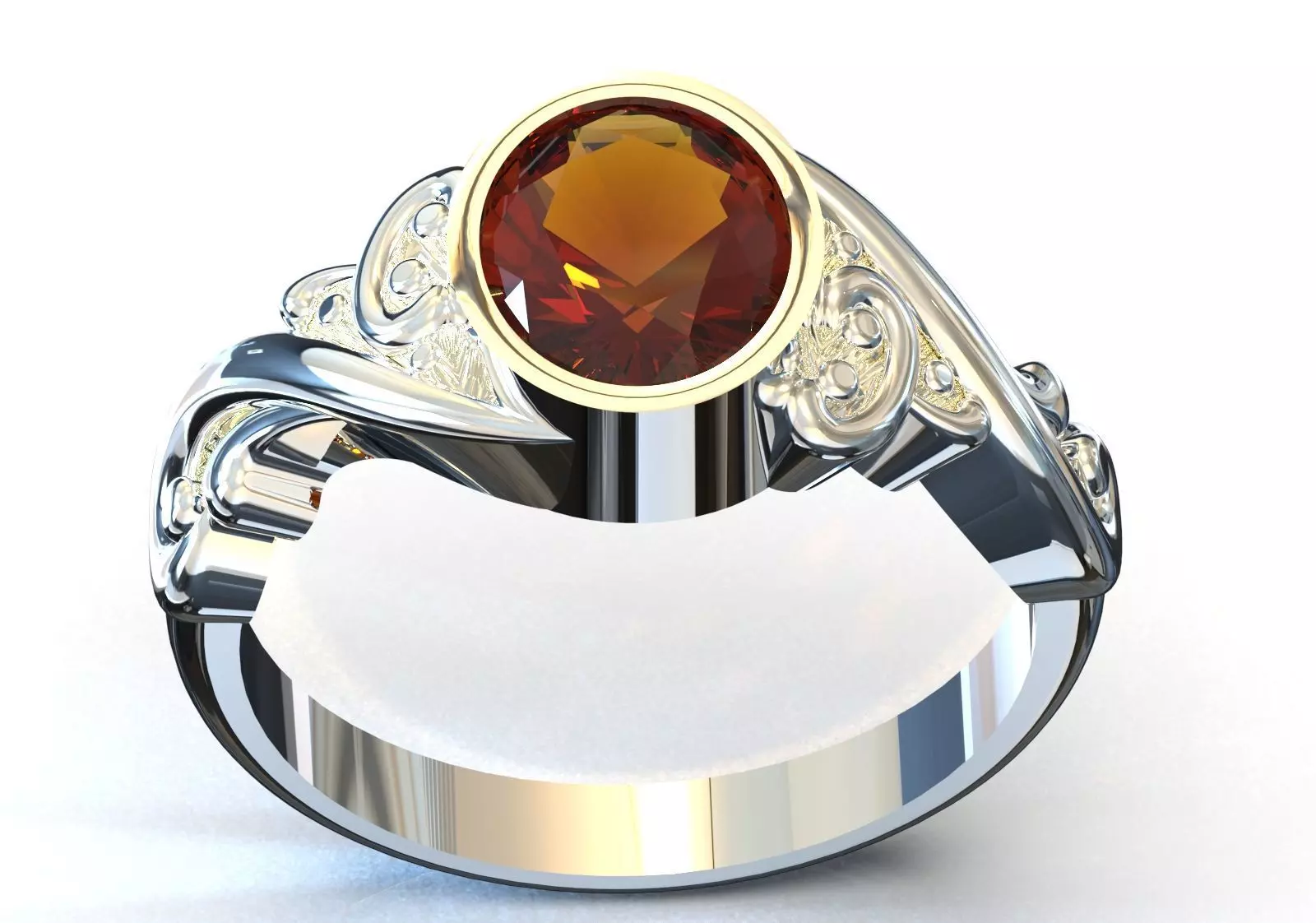 Ring Oval Turquoise with Intricate Slim Shoulders gr0155 3D print model_13