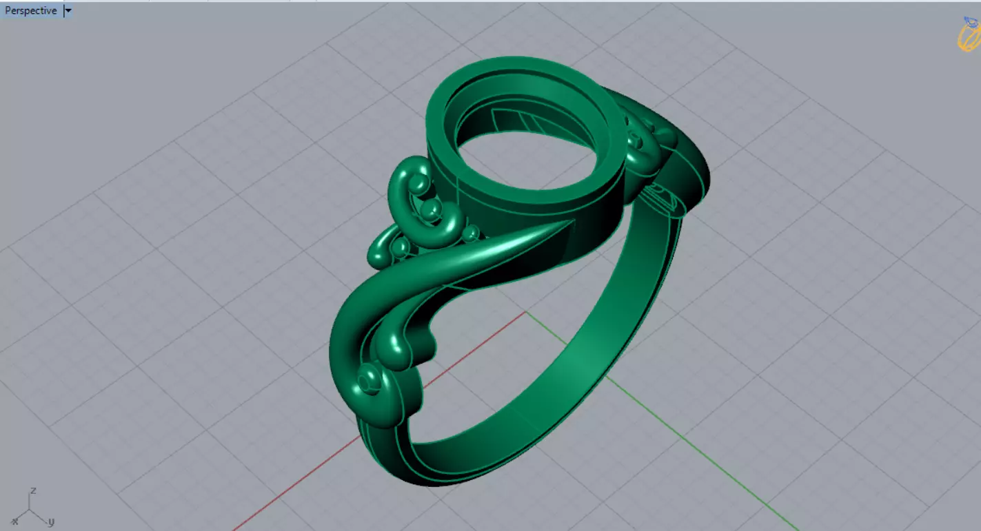 Ring Oval Turquoise with Intricate Slim Shoulders gr0155 3D print model_7