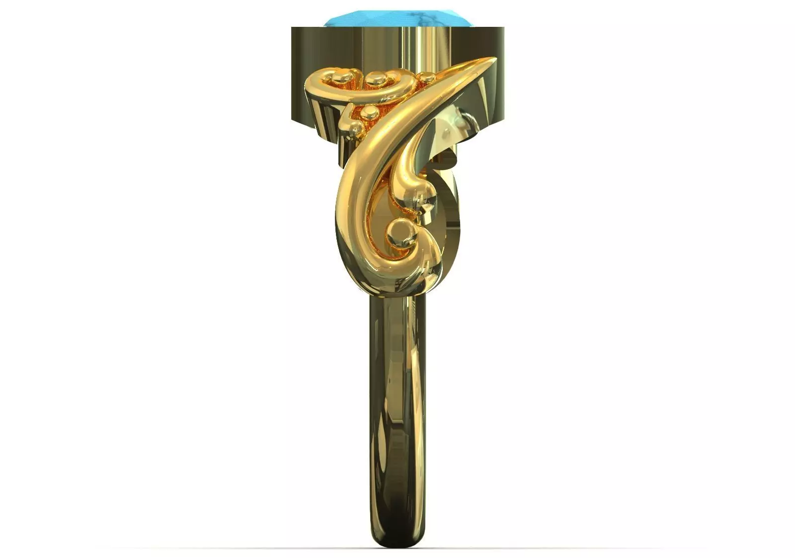 Ring Oval Turquoise with Intricate Slim Shoulders gr0155 3D print model_3