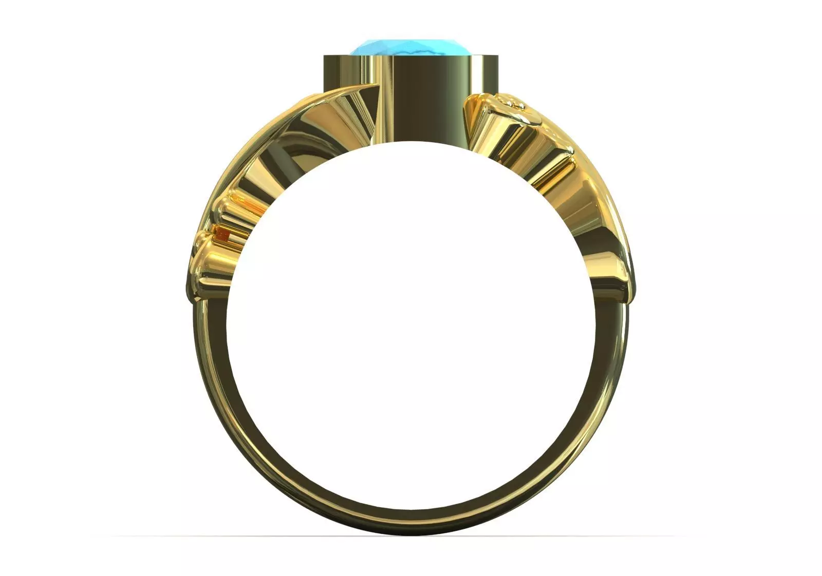 Ring Oval Turquoise with Intricate Slim Shoulders gr0155 3D print model_2