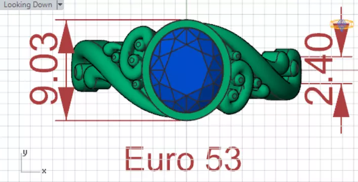 Ring Oval Turquoise with Intricate Slim Shoulders gr0155 3D print model_21