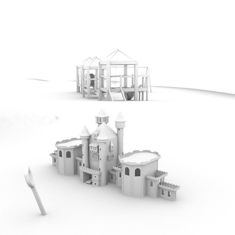 Complete Cartoon Beach Scene 3D model_16