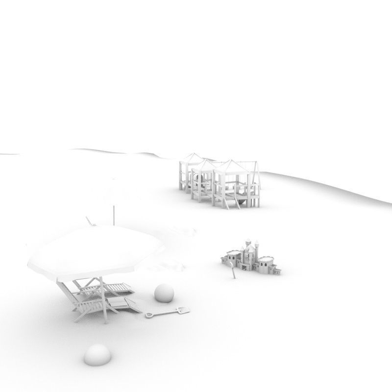 Complete Cartoon Beach Scene 3D model_15