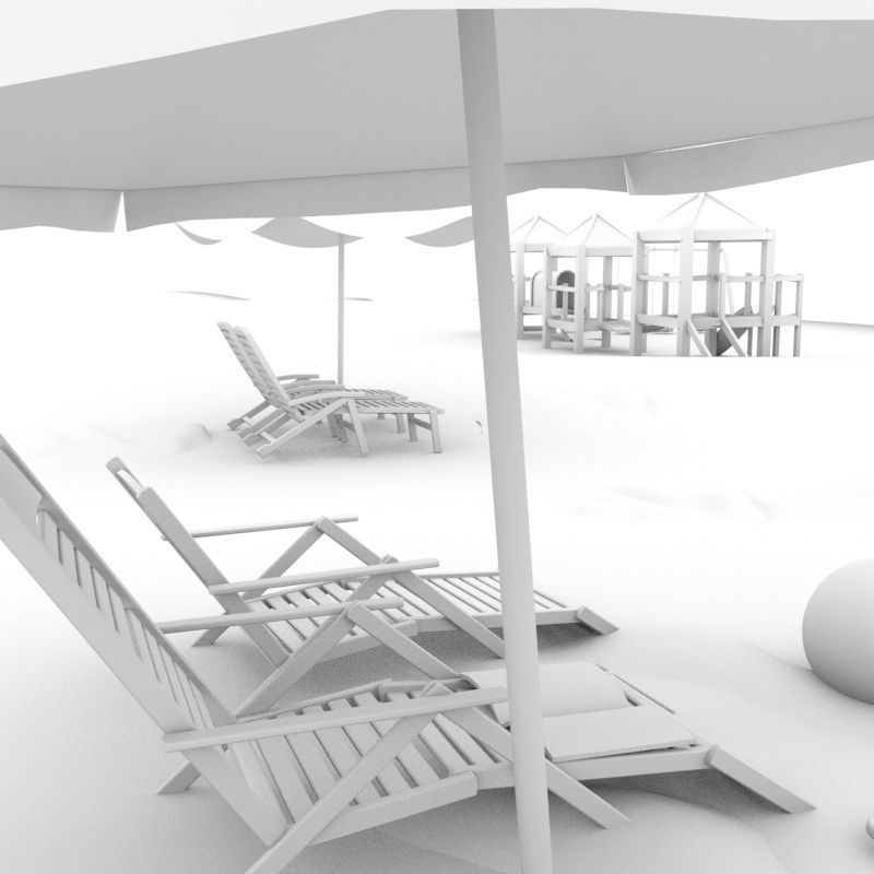 Complete Cartoon Beach Scene 3D model_20