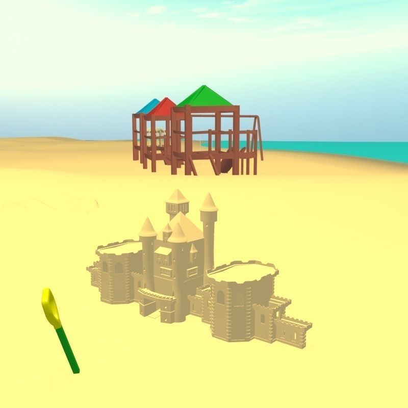 Complete Cartoon Beach Scene 3D model_8