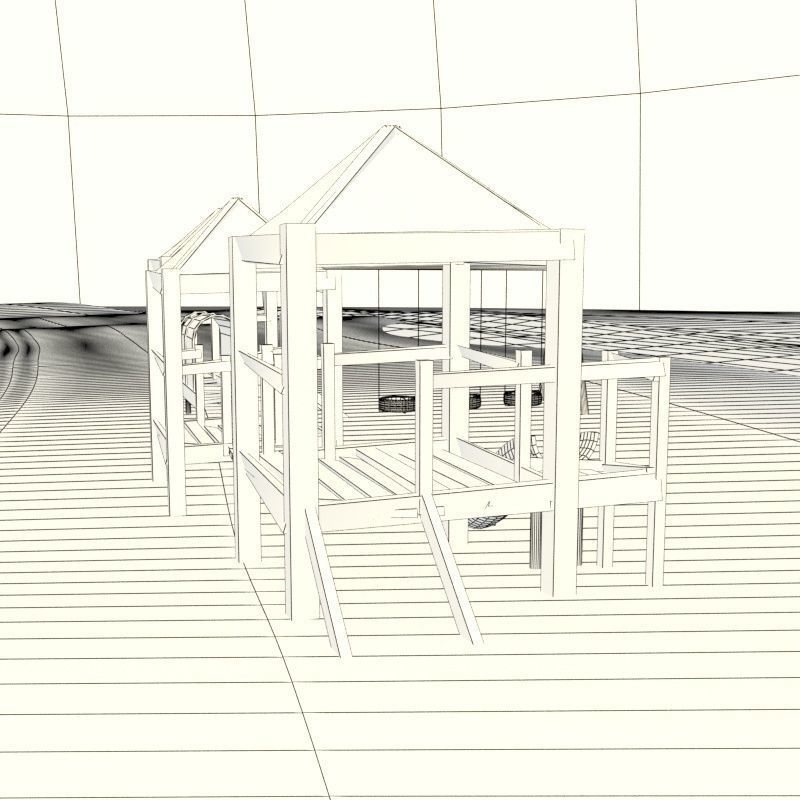 Complete Cartoon Beach Scene 3D model_10