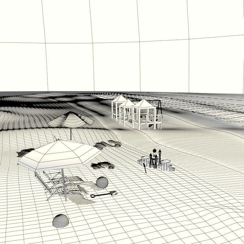 Complete Cartoon Beach Scene 3D model_11