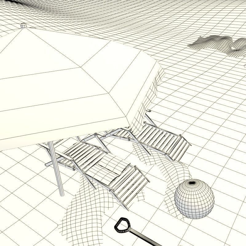 Complete Cartoon Beach Scene 3D model_13