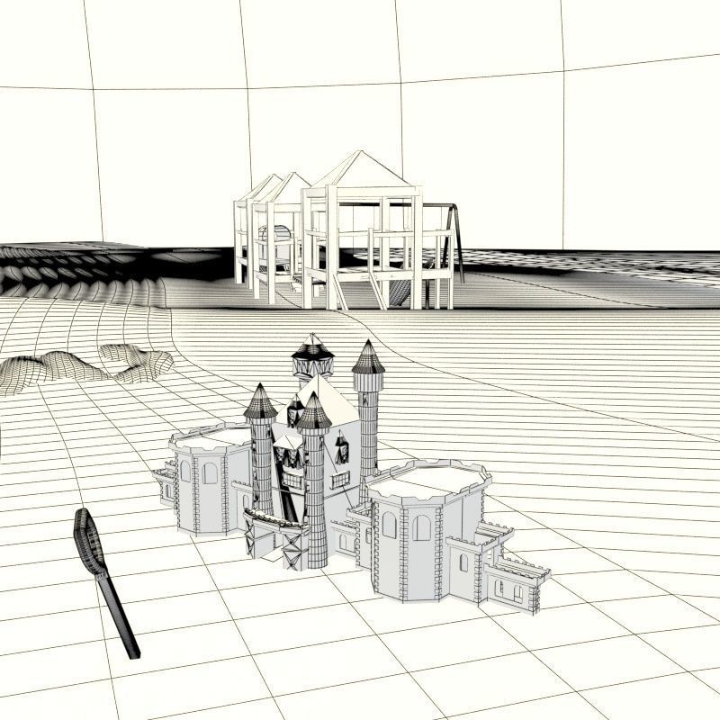 Complete Cartoon Beach Scene 3D model_14