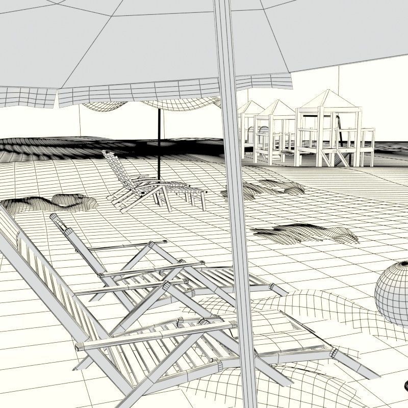 Complete Cartoon Beach Scene 3D model_12