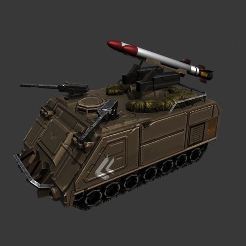 Low Poly Tank armored vehicle with missile Free low-poly 3D model