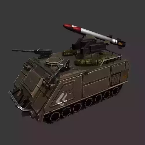 Low Poly Tank armored vehicle with missile Free low-poly 3D model