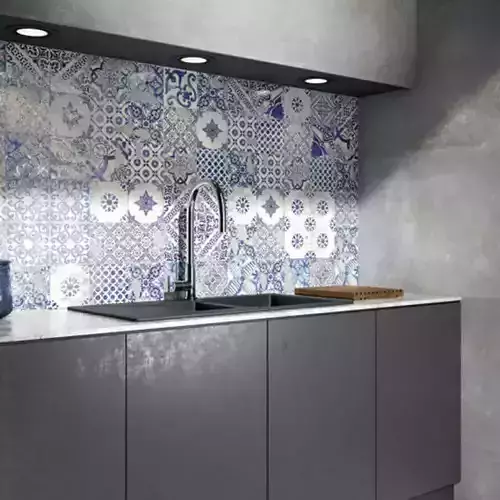 Indigo Azulejo Patchwork Tile Texture