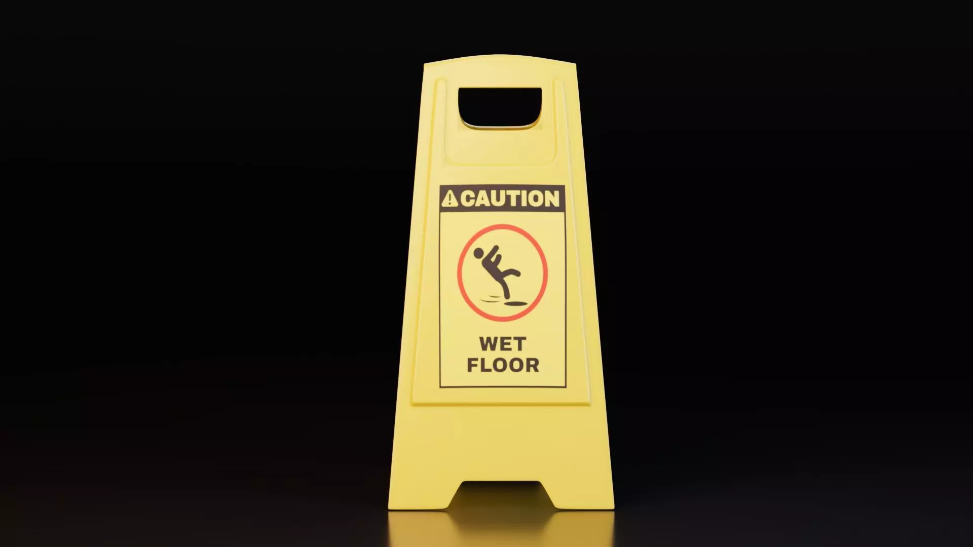 Caution Wet Floor Sign Free low-poly 3D model_1