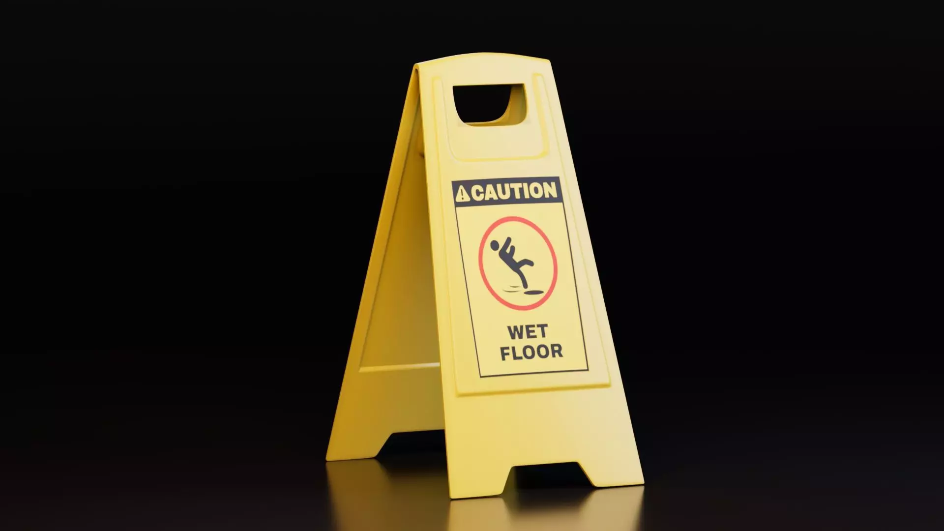 Caution Wet Floor Sign Free low-poly 3D model_0