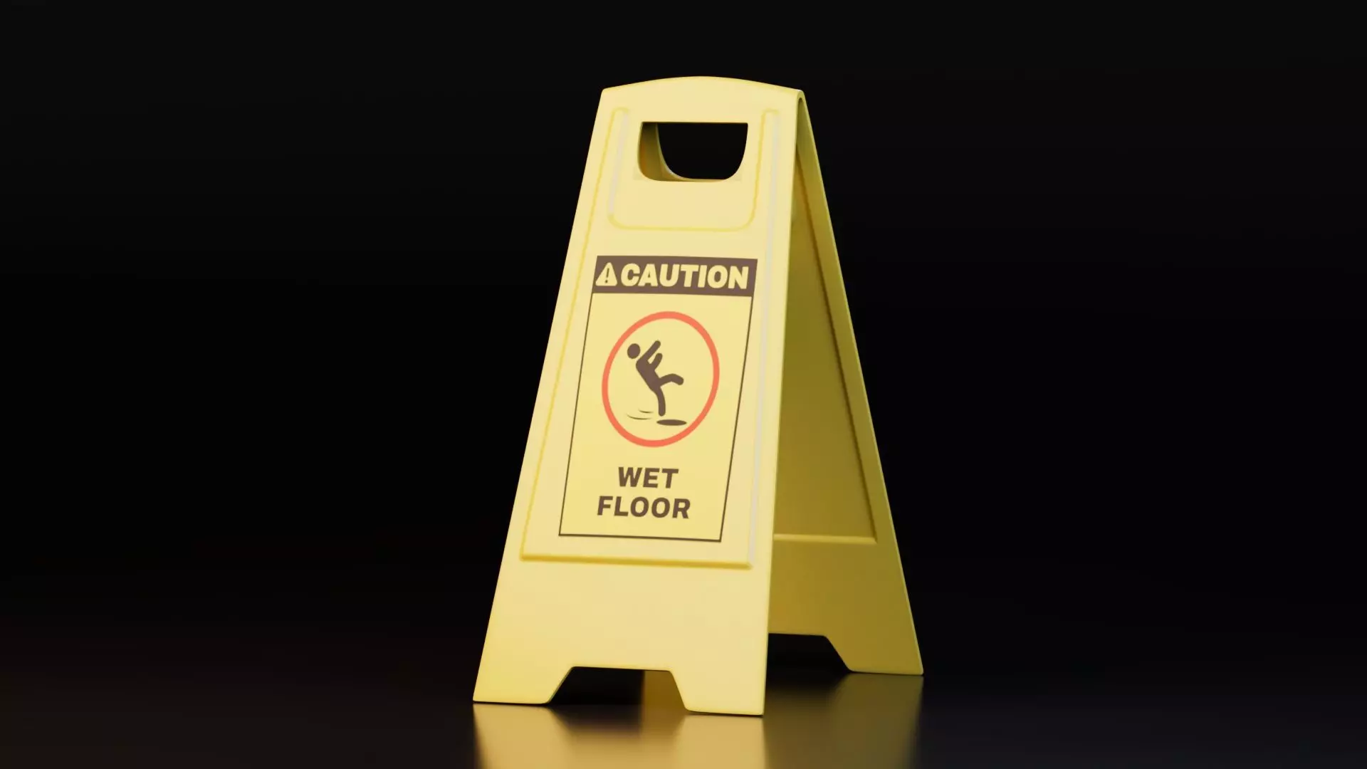 Caution Wet Floor Sign Free low-poly 3D model_2