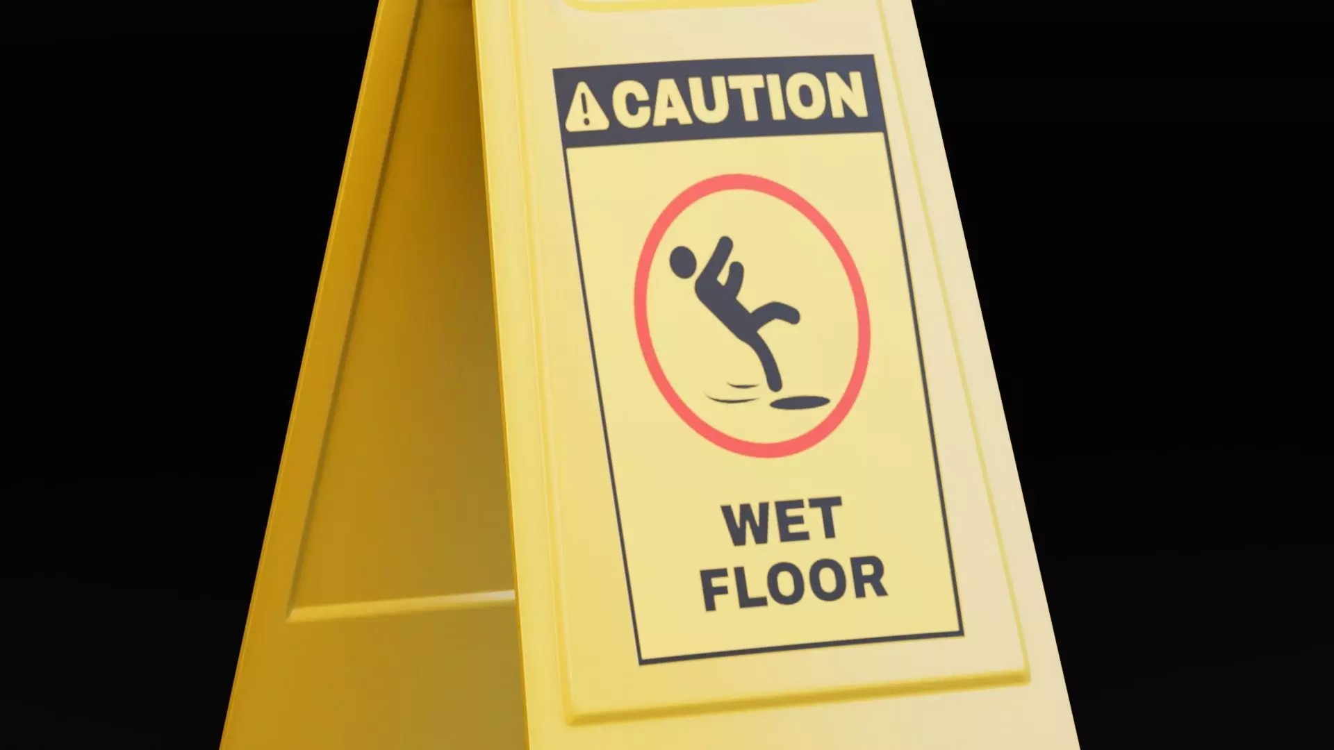 Caution Wet Floor Sign Free low-poly 3D model_4
