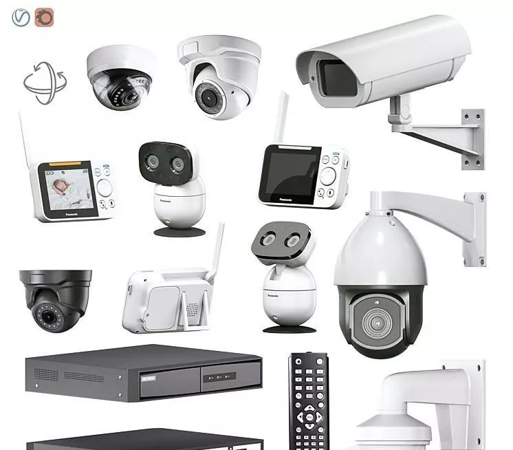 Surveillance kit Set of video Equipment 3D model_0