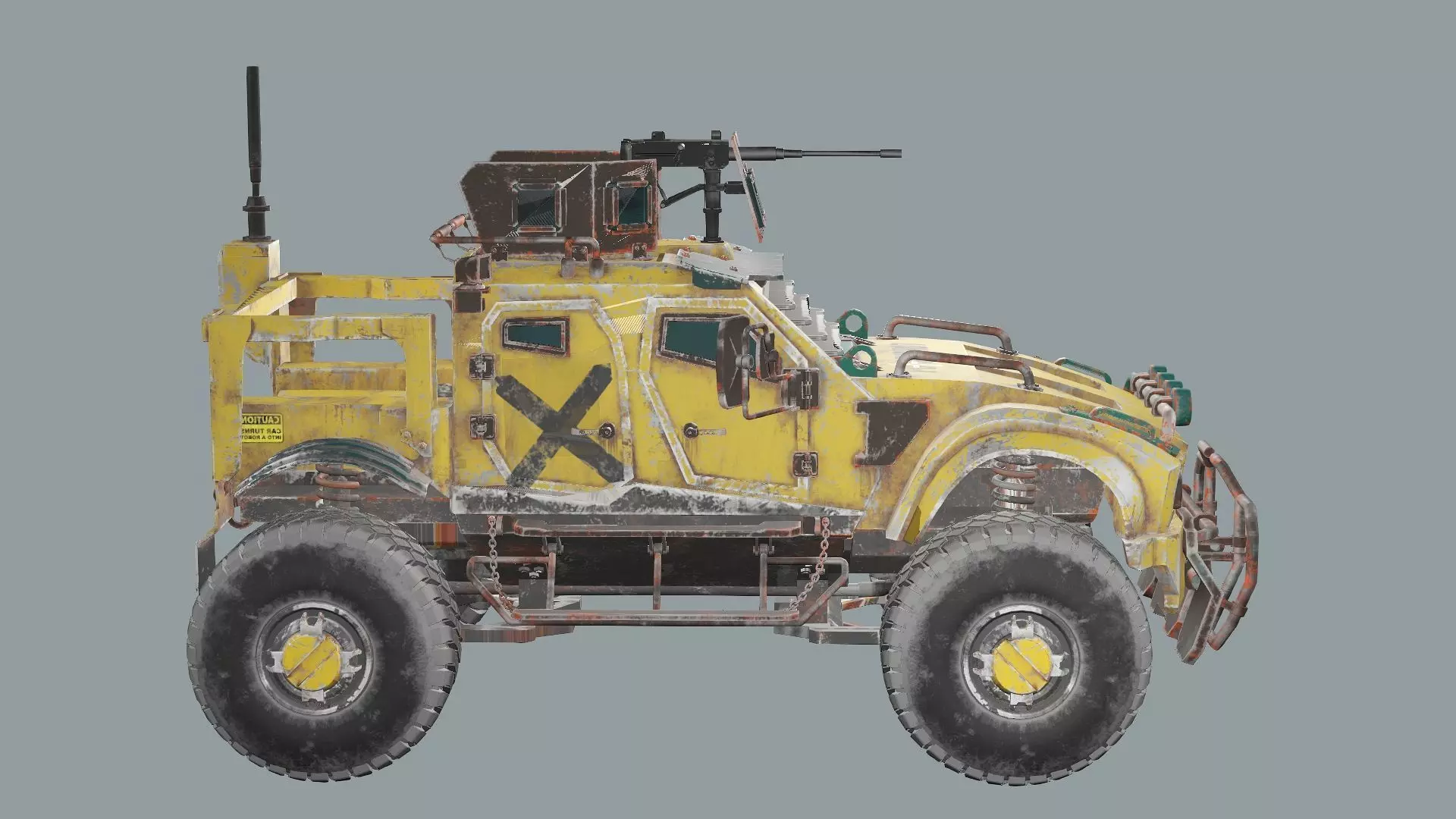 Post-Apocalypse Buggy Car MX-1 With Gun holder 3D Model Low-poly 3D model_5