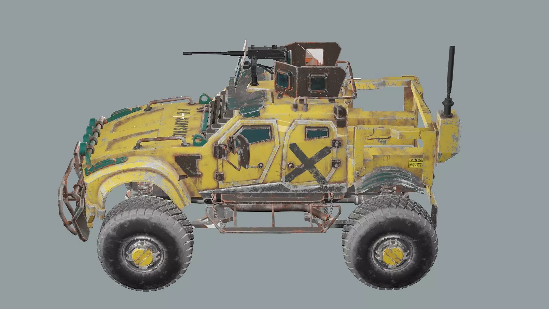 Post-Apocalypse Buggy Car MX-1 With Gun holder 3D Model Low-poly 3D model_2