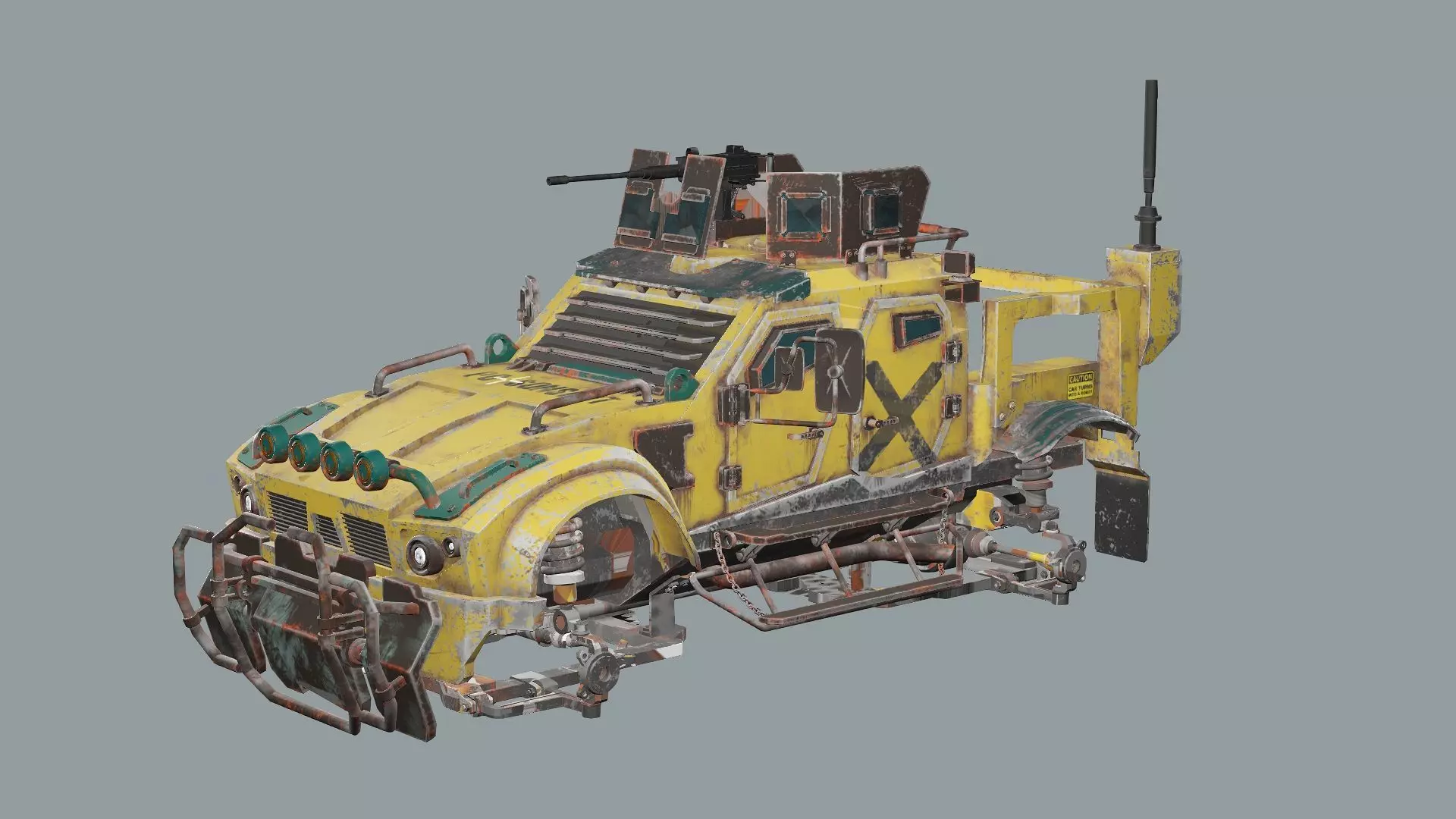 Post-Apocalypse Buggy Car MX-1 With Gun holder 3D Model Low-poly 3D model_7