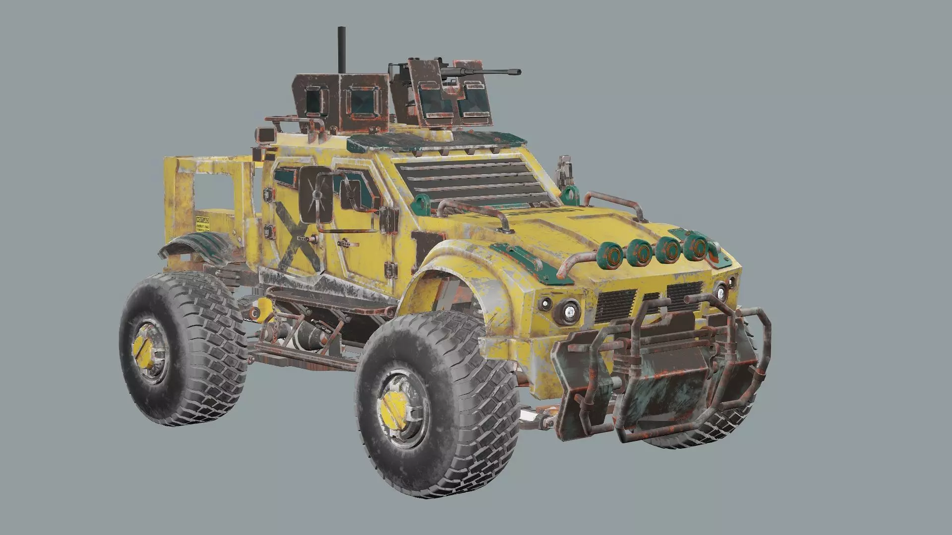 Post-Apocalypse Buggy Car MX-1 With Gun holder 3D Model Low-poly 3D model_0