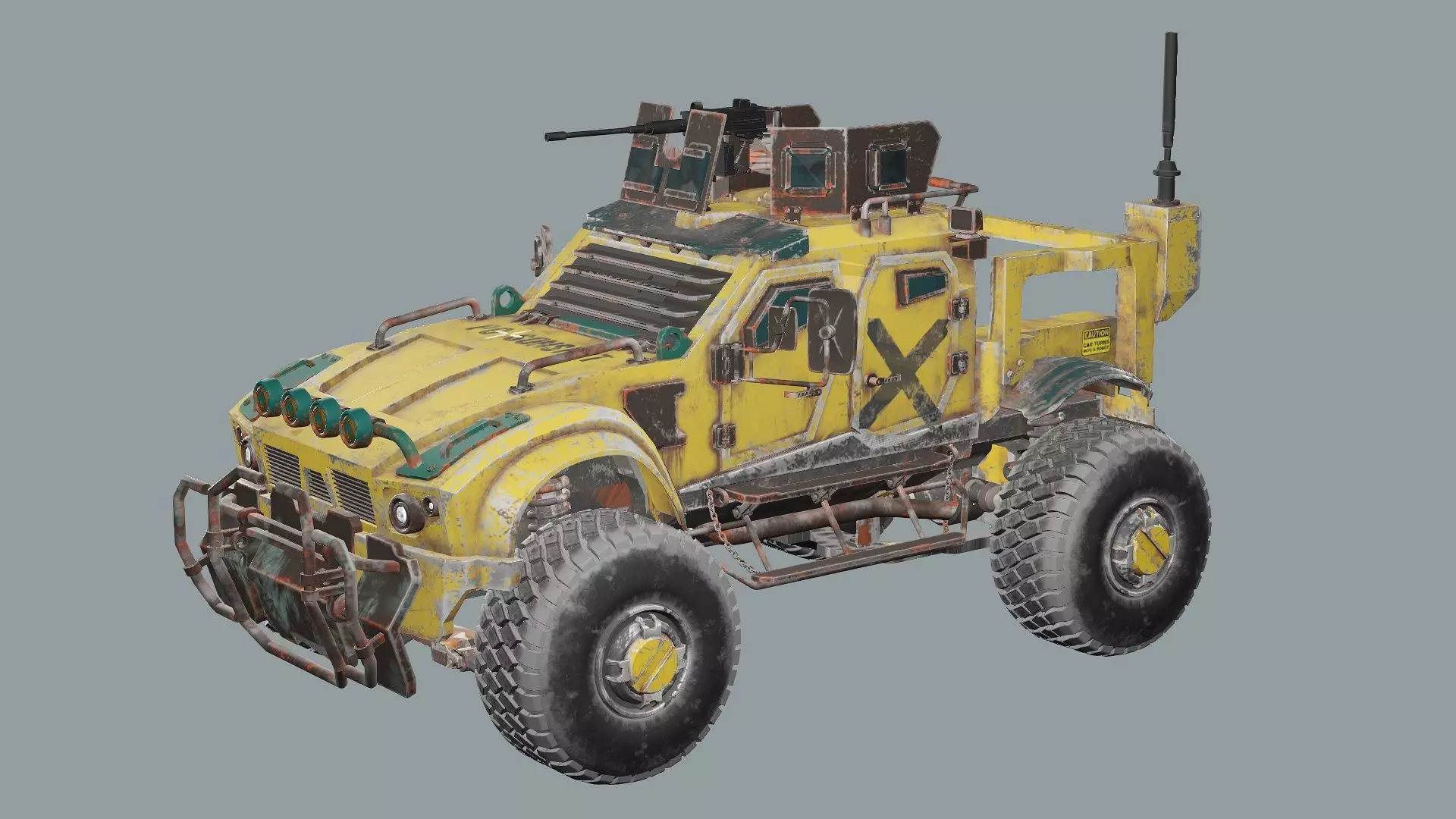 Post-Apocalypse Buggy Car MX-1 With Gun holder 3D Model Low-poly 3D model_4